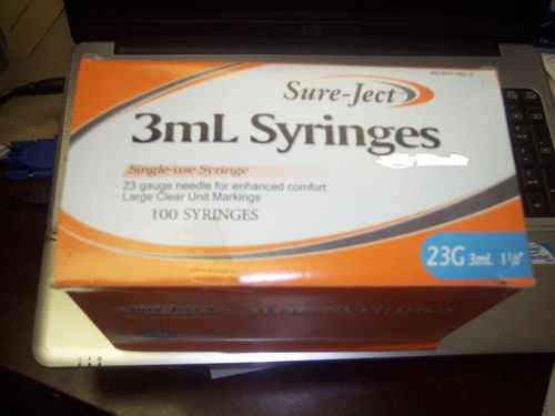 3mL Syringes 1 Box SureJect(100ct) 21G, 22G or 23G 1&#034;