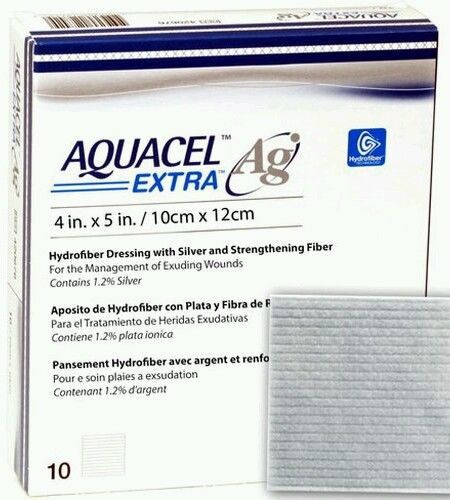 AQUACEL Ag Convatec Wound Dressings 4in x 5in  (5Single Dressings) FREE SHIPPING