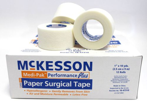 4 BOX McKESSON PAPER SURGICAL TAPE 1&#034; x 10 YDS MEDICAL LATEX FREE 48 ROLLS