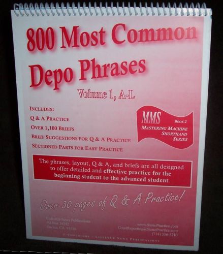 800 Most Common Depo Phrases, A-L - Court Reporting Q&amp;A - SUMMER SALE!