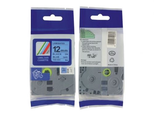 2 pcs label tape compatible for brother tze-531 black on blue 0.47&#039;&#039;x26.2 ft for sale