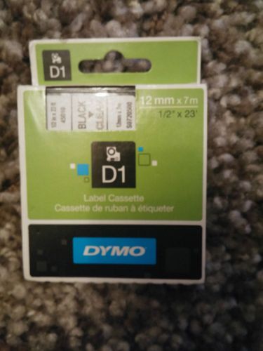 Dymo D1 45010 Black on Clear S0720500 12mm x 7M  Label Cassette