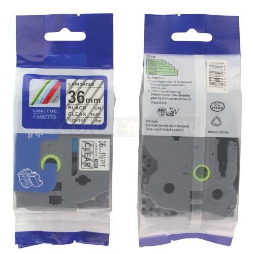 1pk Transparent on Black Tape Label for Brother P-Touch TZ TZe 161 36mm 1 1/2&#034;