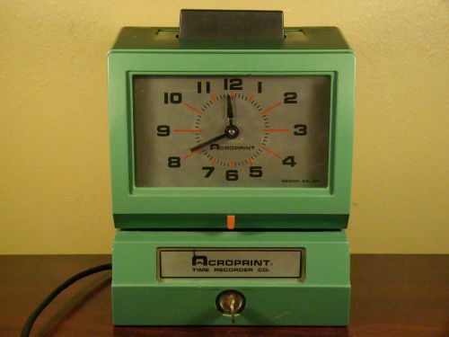 ACROPRINT 125NR4 TIME CLOCK RECORDER with Key   (for repair or parts only)