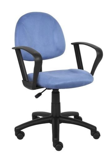 B327 BOSS BLUE MICROFIBER DELUXE POSTURE OFFICE TASK CHAIR WITH LOOP ARMS