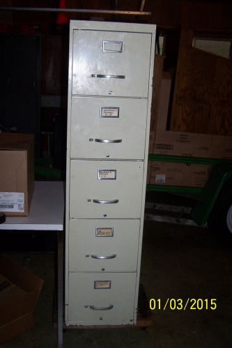 Vertical Metal File 5-Drawer Cabinet, 15&#034; X 28&#034; X 60&#034; Pick-up Ironton Oh.