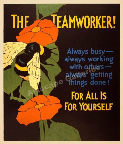 &#034;The Teamworker&#034; 1929 Mather Motivational Poster 24x28