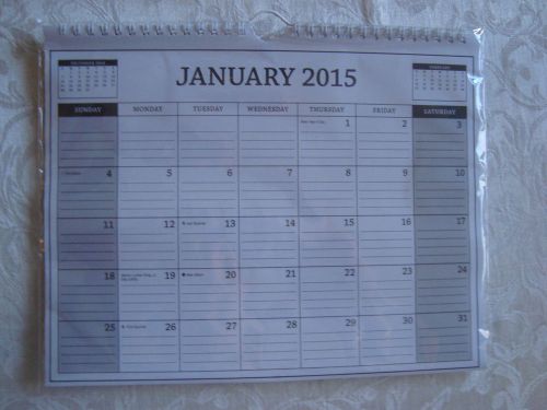 NEW BLACK 2015 HANGING 8 1/2 &#034; x 11&#034; WALL DESK MONTH AT A CALENDAR GLANCE  e