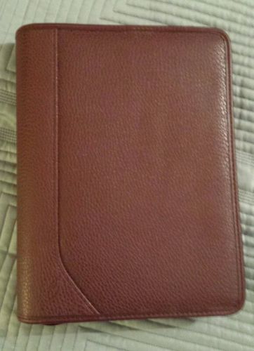 AT-A-GLANCE BURGUNDY 8x10 LEATHER 3 RING PLANNER ORGANIZER FOLIO ZIP COVER