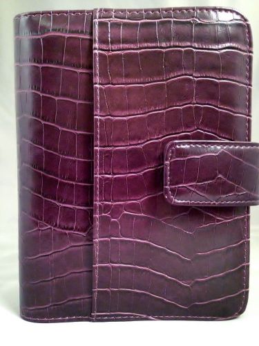 Mundi Purple Croc Compact Planner, 6-Ring Binder, Snap &amp; zip, Fits Filofax