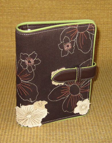 Compact 1&#034; Rings | Brown FLORAL Linen FRANKLIN COVEY Open Planner/Binder