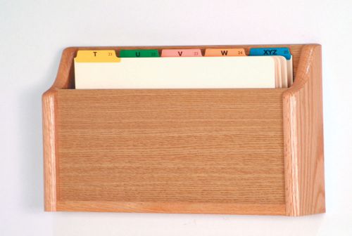 Wooden mallet single pocket square bottom legal size file holder light oak for sale