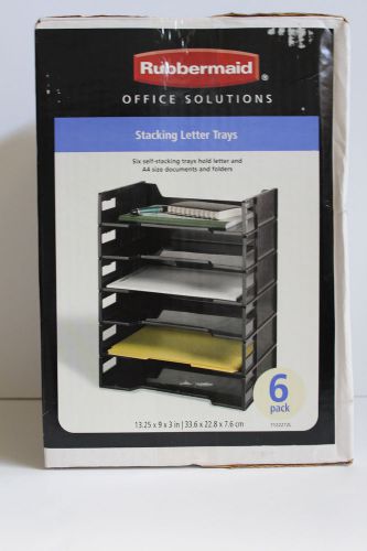 6 Tier Desk Office Organizer Shelf Black Letter Tray Universal File Plastic