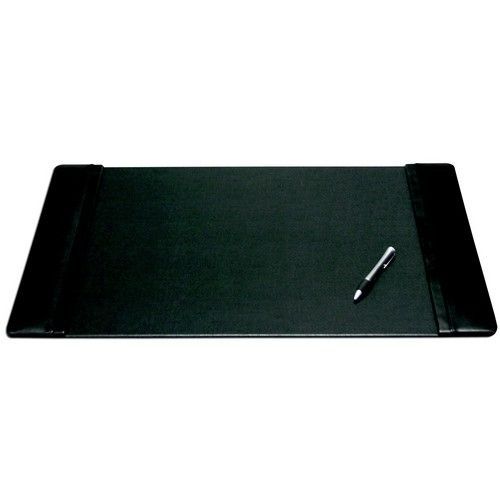 Dacasso Side-Rail Desk Pad -25.5&#034;Wx17.25&#034;D - Felt Backing -Leather -Black