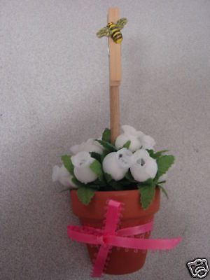 Topiary Noteclip Note Clip Holder White Roses Bee