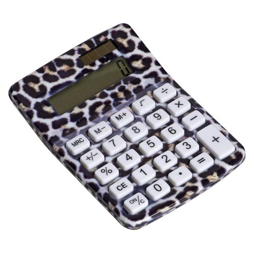 Womens Acrylic Leopard Safari Animal Print Math Class Office Work Calculator