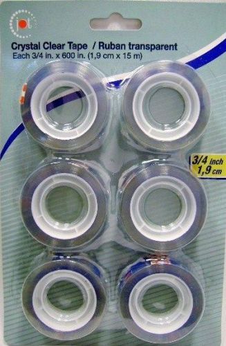 3/4&#034; clear tape.  6 rolls 3/4&#034; x 600 inches.  6 rolls per pack.  crystal clear for sale