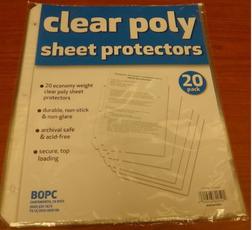 Clear poly sheet protectors, one pack includes 20 protectors for sale