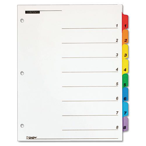 QuickStep OneStep Bulk Index System, Title: 1-8, Letter, Multicolor, 24 Sets/Box