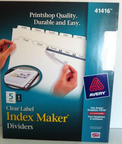 Avery Clear Label Index Maker Dividers 5 Tabs 3 Sets #41416 Uses Template 11416