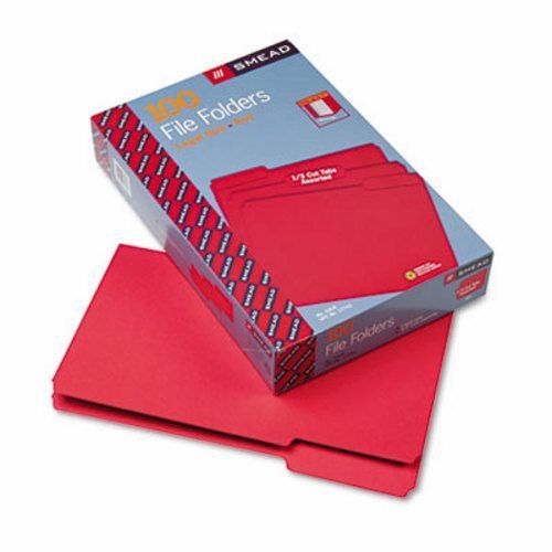 Smead File Folders, 1/3 Cut Top Tab, Legal, Red, 100/Box (SMD17743)