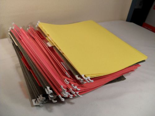 Lot of 35 Hanging File Folders - Mixed Brands - Different Colors - Used