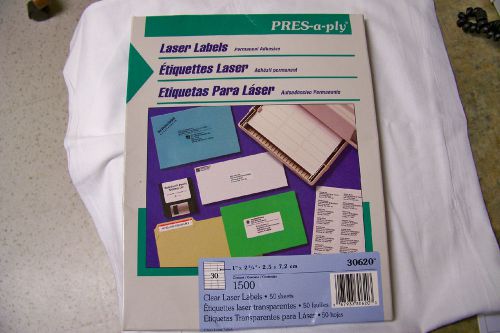 Avery 30620 Pres-A-Ply Laser Address Labels, 1&#034;x2-5/6&#034;, 1200/BX, Clear LASER LAB