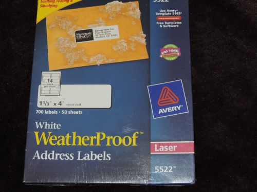 Avery Laser White WeatherProof Address Labels 700 labels 1 1/3 x 4 inch NEW