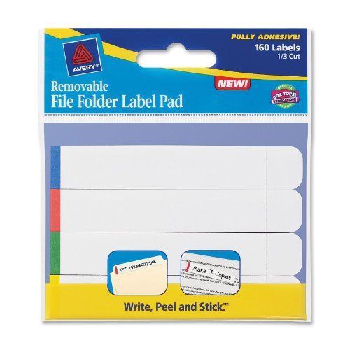 Avery file folder label pad - 0.67&#034; width x 3.44&#034; length - 160 / pack (ave22027) for sale