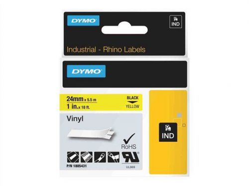 DYMO Rhino Coloured Vinyl - Vinyl tape - black on yellow - Roll (1 in x  1805431