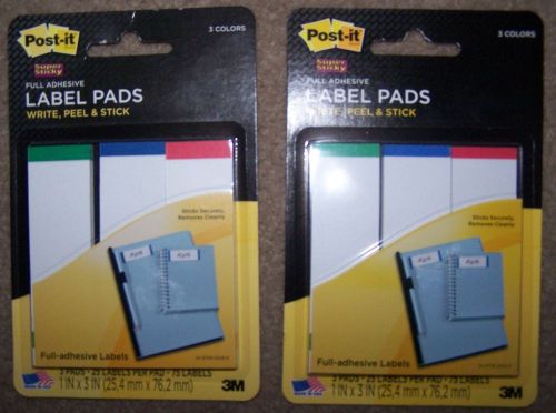 Post-It Super Sticky Label Pads--Lot of 2