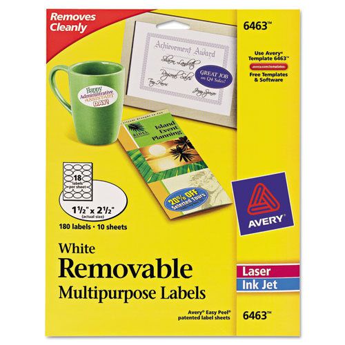 Oval Multi-Use Labels, 1-1/2 x 2, White, 180/Pk