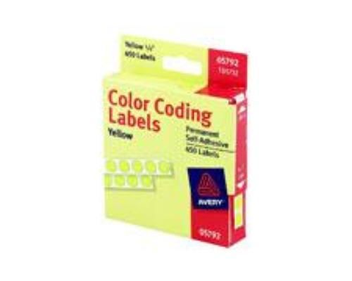Avery Label Color Coding 1/4&#039;&#039; Round 450 Count Yellow