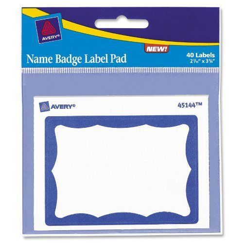 Avery name badge label pad - 3&#034; width x 4&#034; length - 40 / pack - (ave45144) for sale