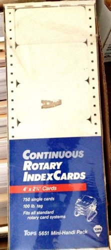 Rotary Index Card Continouos computer Feed, 4 inch by 2 1/6 inch cards Tops  565