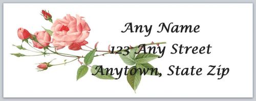 30 Personalized Return Address Rose Labels Buy three Get one free (fxr4a)