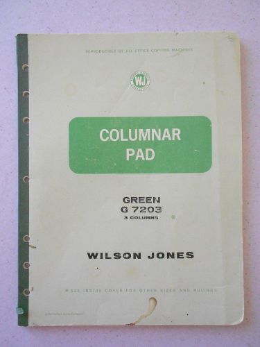 Wilson Jones Columnar Pad vintage 1967 bookkeeping pad Green G 7203 3 columns