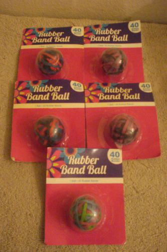 Lot of 5 Packages of Rubber Band Balls, 40 Rubber Bands Per Ball
