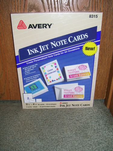 Avery  8315 Inkjet 4.25&#034; x 5.5&#034; Note Cards  50 Cards / Envelopes New Sealed Pack
