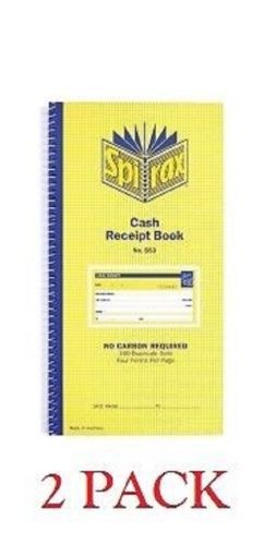 CASH RECEIPT BOOK SPIRAX 553 CARBON LESS DUPLICATE (4 PER PAGE VIEW) **2  PACK**