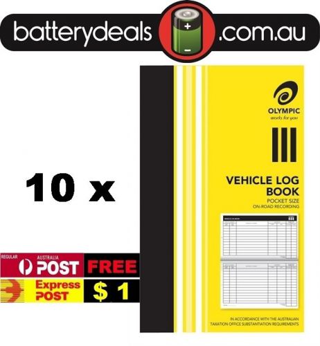 10 Olympic Pocket Vehicle Log Book 180x110mm 64 Page Car truck ATO requirements