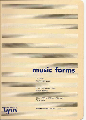 3  MUSIC FORMS PADS  by  VERNON McMILLIAN   32 SHEETS EACH  8 1/2&#034; x  11&#034;    NOS