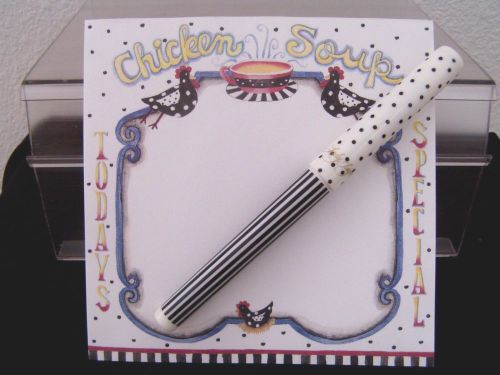 LADY JAYNE NOTE PAD WITH MATCHING PEN &#034;CHICKEN SOUP&#034;