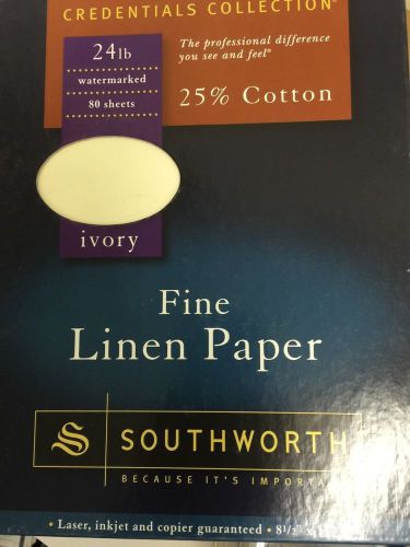 Southworth Fine Linen Paper, 25% Cotton, 24lb, Ivory, P564C Pack of 80