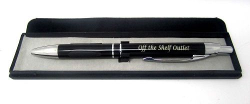 Engraved Customized Personalized Metal Grip Pen Black With Trim &amp; Case