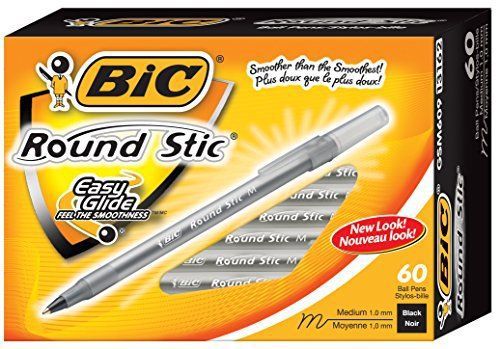BIC Round Stic Xtra Life Ball Pen, Medium Point (1.0 mm), Black, 60-Count New