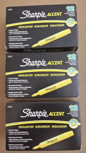 NEW LOT OF 3 (36 PENS TOTAL) SHARPIE ACCENT LARGE STYLE HIGHLIGHTER - #25005