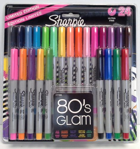 Sharpie Permanent Markers Ultra Fine Point 80&#039;s Glam 24-pk Assorted Colors