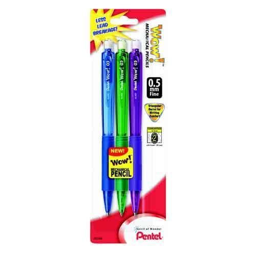 Pentel wow! mechanical pencils 0.5mm assorted barrels 3 count for sale