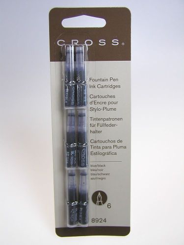 CROSS Fountain Pen Ink 6-pk Mini Cartridge BLUE-BLACK 8924